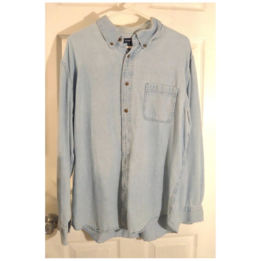 Croft & Barrow Men's Size L Long Sleeve Shirt Light Blue Button Down Collar